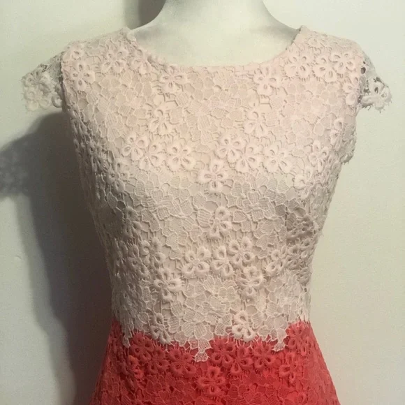 COPY - Julia Jordan Pale Pink / Coral Lace Dress - Picture 7 of 9